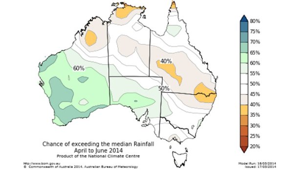 Drier-than-usual outlook for rainfall in eastern Australia.