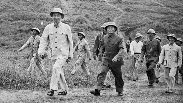 President Ho Chi Minh, left, and General Vo Nguyen Giap, second from left, in 1957.