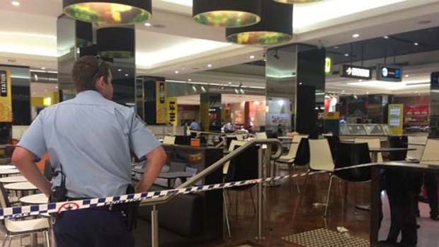 The crime scene at the Parramatta shopping centre.