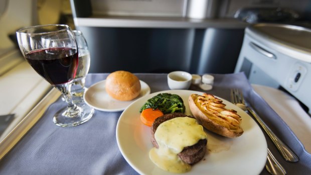 Expectations of airline food are pretty low, even in business class.