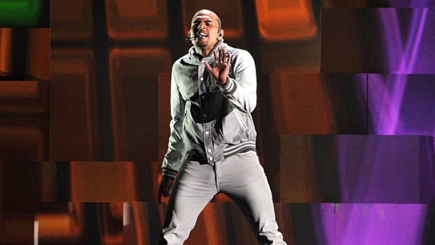 Chris Brown performs at the 2012 Grammys.