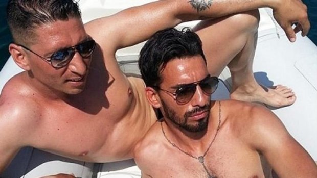 Alleged Palermo mafia man Domenico Palazzotto (right) created a Facebook page under a false name and posted photos of himself living the good life.