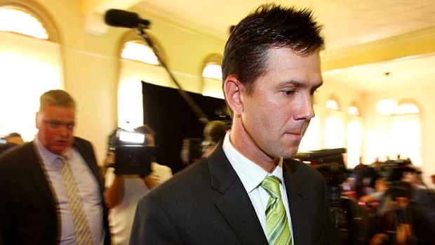 Ricky Ponting leaves the press conference after announcing he is stepping down from the captaincy.