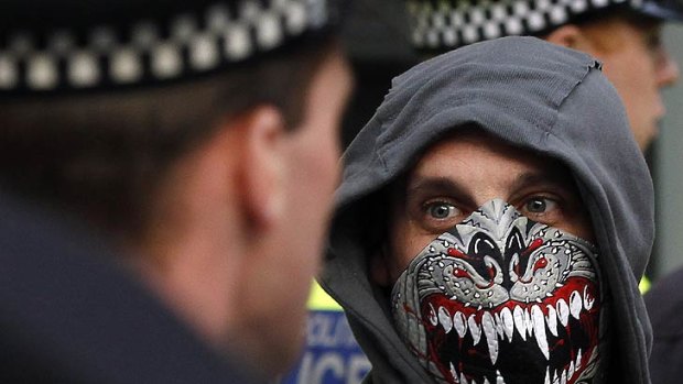 Biting remark ... a member of the far-right English Defence League demonstrates  in London in favour of the ban.