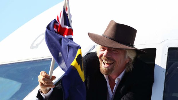 Richard Branson at the launch of Virgin's regional airline in Perth on Tuesday.