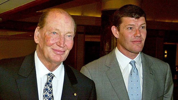Runs in the family: James Packer with his father, Kerry, who perfected the art of ensuring officialdom heard the family's voice.