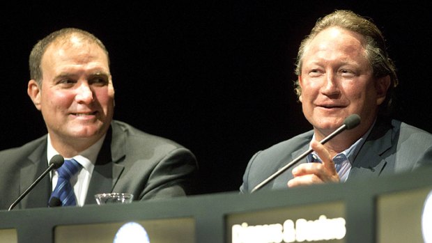 Outspoken opponents to the MRRT: Fortescue Metals Group CEO Neville Powers and founder Andrew 'Twiggy' Forrest.