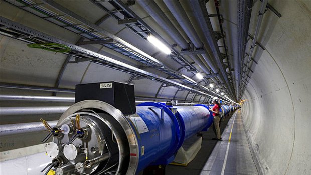 The tunnel in the Large Hadron Collider.