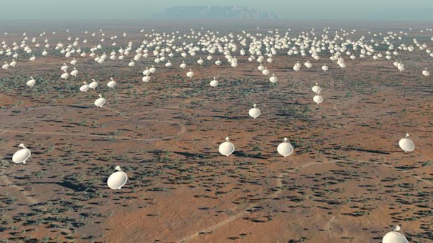 Artist's impression of the dishes that will make up the Square Kilometre Array radio telescope.