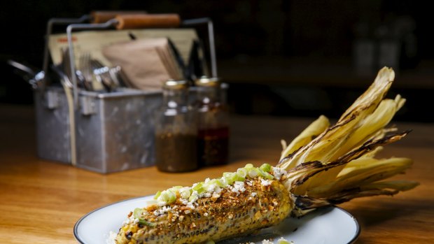 The grilled corn.