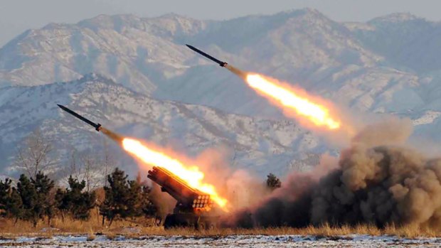 An earlier  missile launch in North Korea.