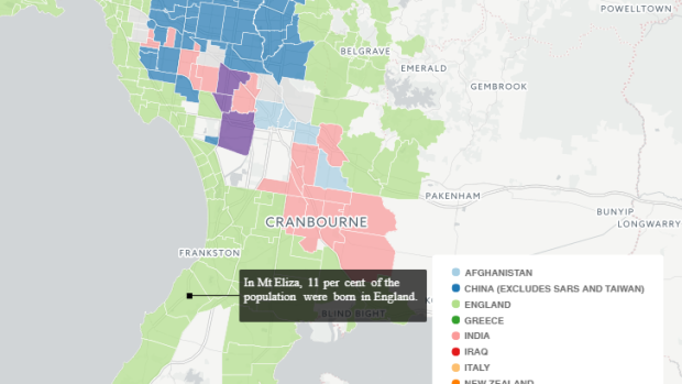 The English expat hotspot of Melbourne is Mt Eliza, on the Mornington Peninsula, where one in 10 residents was born in England. 