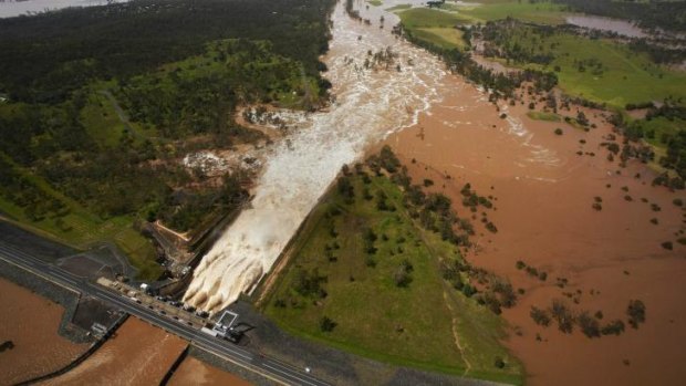 Wivenhoe Dam overflow.