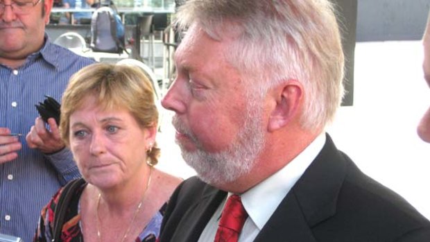 Bruce and Denise Morcombe outside the Brisbane Coroners Court.