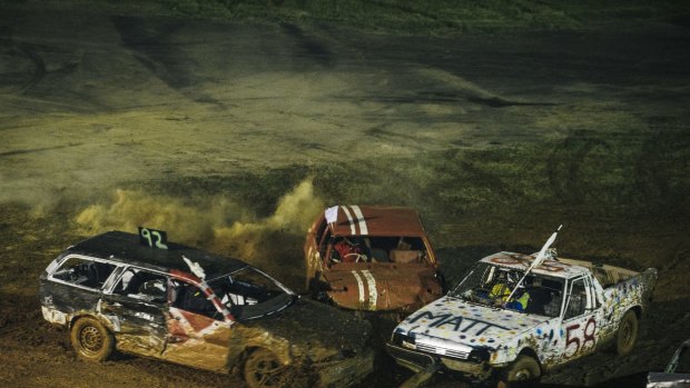 Action during the demolition derby.