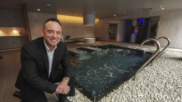 Next Gen general manager Tony Fraser in the spa area of the new Next Gen Canberra gym. 