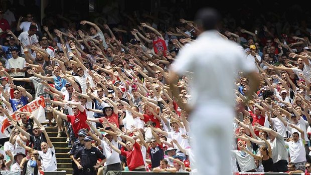 The Barmy Army do the Mitchell Johnson song during the fifth Ashes Test in Sydney in 2011.