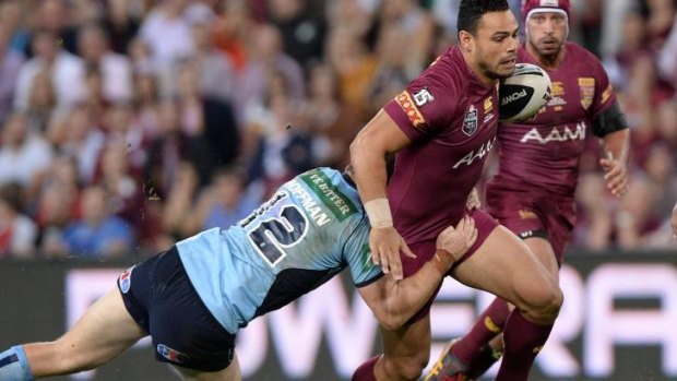 On the run: Te'o in action for the Maroons in Brisbane this year.