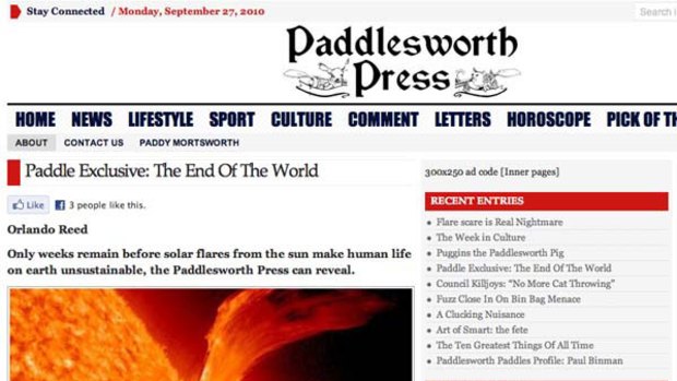 The end is nigh ... bogus yarn on Paddlesworth Press website.
