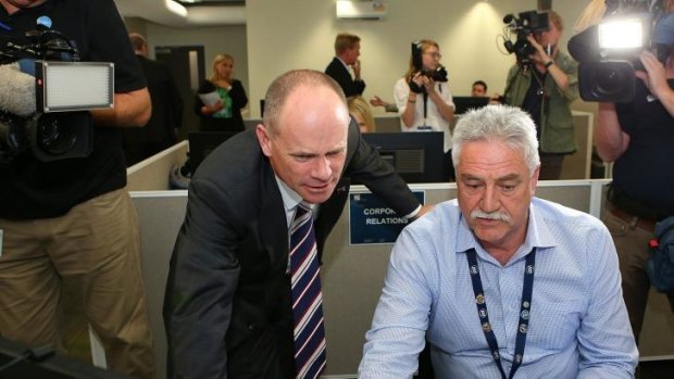 Premier Campbell Newman in the G20 operations room at Brisbane Airport.