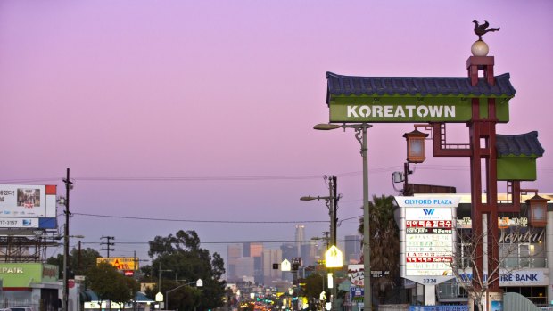 Wilshire Boulevard, Koreatown, Los Angeles. 