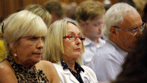 June Steenkamp, mother of murdered model Reeva Steenkamp, was outwardly unmoved by the testimony of Oscar Pistorius.