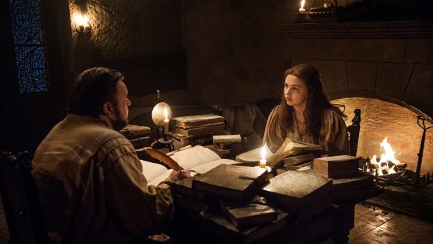 Sam Tarly (John Bradley) and Gilly (Hannah Murray) in Game of Thrones.