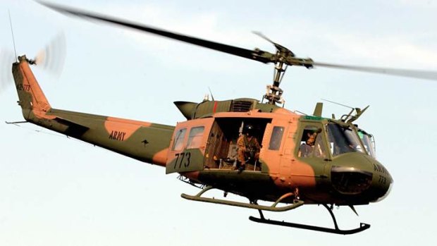 An Australian UH-1H Iroquois helicopter.