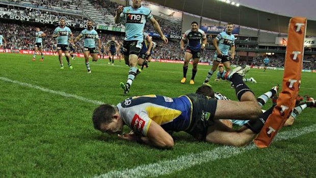 The moment: Kane Linnett puts a foot in touch as the Cowboys came achingly close to a matchwinner.