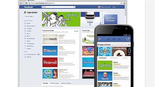 Facebook's App Center on the web and mobile.
