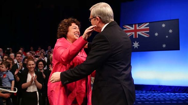 Prime Minister Kevin Rudd and his wife Therese Rein at the ALP campaign launch in Brisbane on Sunday.