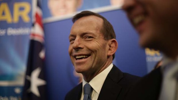 From ear to ear: Tony Abbott .