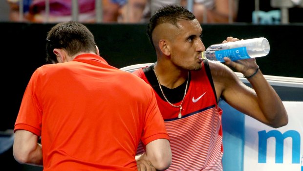 "Everything's fine": Nick Kyrgios says his arm injury is not a concern.