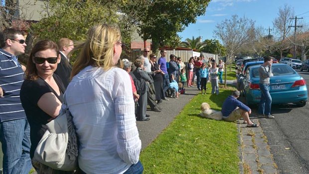 A crowd of 35 watched yesterday's auction at 16 Heaton Avenue in Elwood.