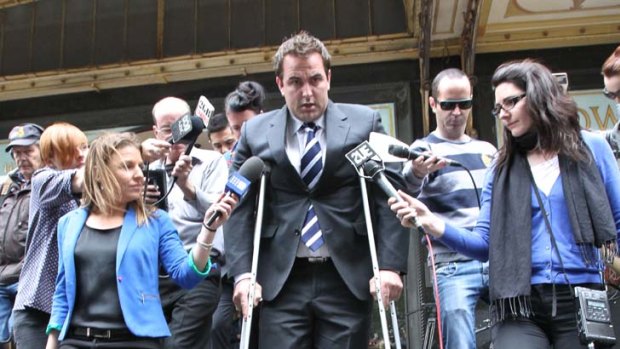 Disgraced ... Ryan Tandy leaving the court yesterday.