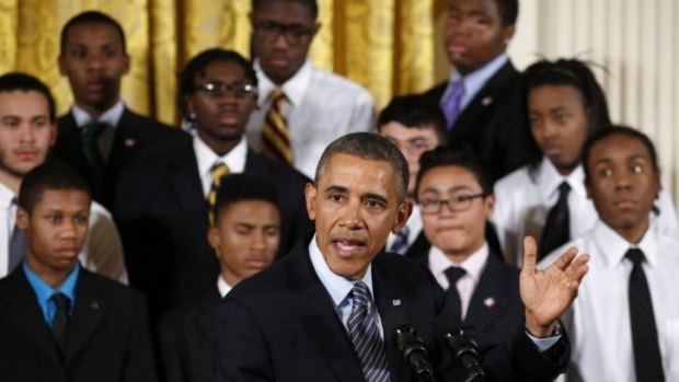 US President Barack Obama launches the initiative "My Brother's Keeper" at the White House.