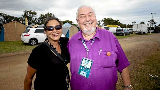 Rhoda Roberts and Peter Noble on site at Bluesfest where Boomerang was announced.