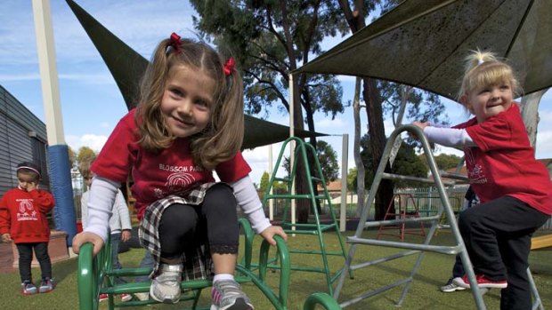 Children play at Blossom Park Kindergarten, Mill Park. The Victorian kindergarten program for four-year-olds is under threat.