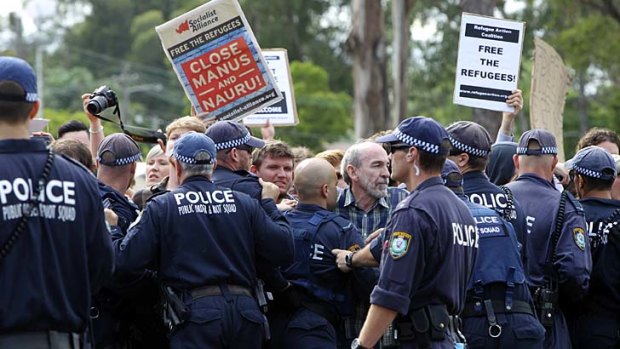 Protest outside Villawood detention centre.