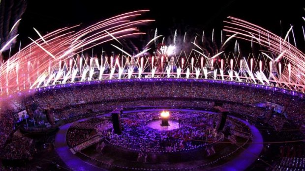 Wow factor ... the stadium was aglow with colour, from fireworks and from the parade of nations.