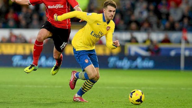 Happy homecoming: Aaron Ramsey scored twice for Arsenal against his former club.