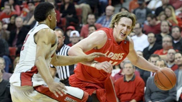 College days: Australian Cameron Bairstow working hard for the New Mexico Lobos.