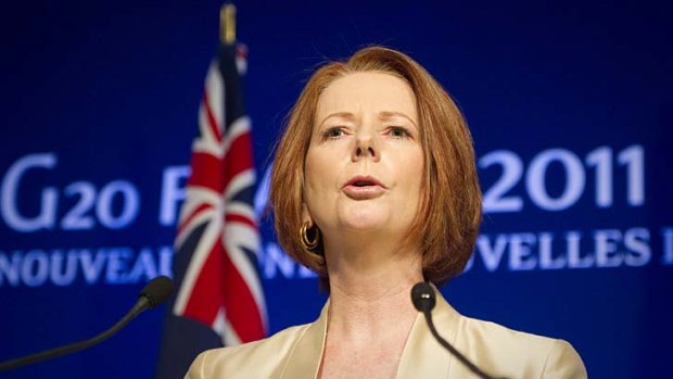 Julia Gillard speaks at the G20 summit in France, where she announced plans for Australia to host the summit in 2014.
