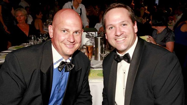 Chad Freshwater (left) and Brisbane businessperson of the year winner Ian Davies.