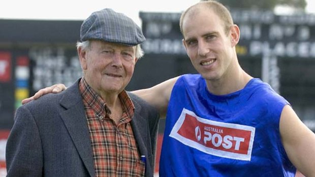 Veteran coach Jim Bradley with his 2010 Stawell Gift hopeful Adam Burbridge.