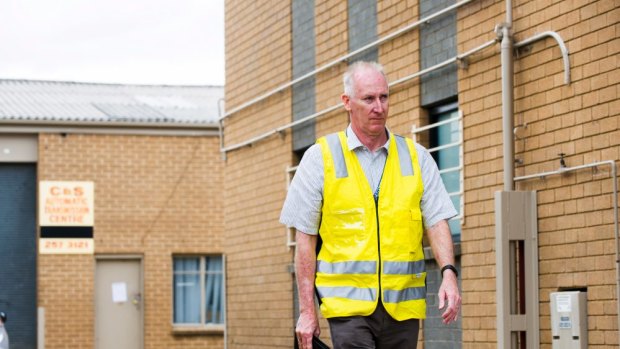 ACT Work Safety Commissioner Mark McCabe at a building on Woolley Street in Dickson.