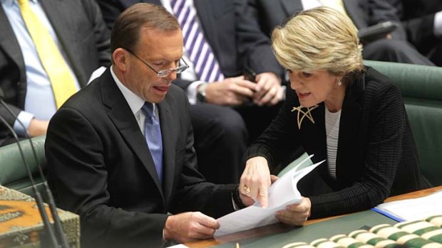 Mutual admiration society: Julie Bishop and Tony Abbott.