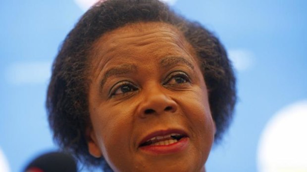 Mamphela Ramphele speaks at a news conference in Cape Town.