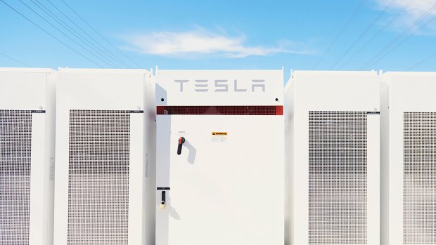 Tesla batteries connected to distribution circuits at Southern California Edison's Mira Loma substation..