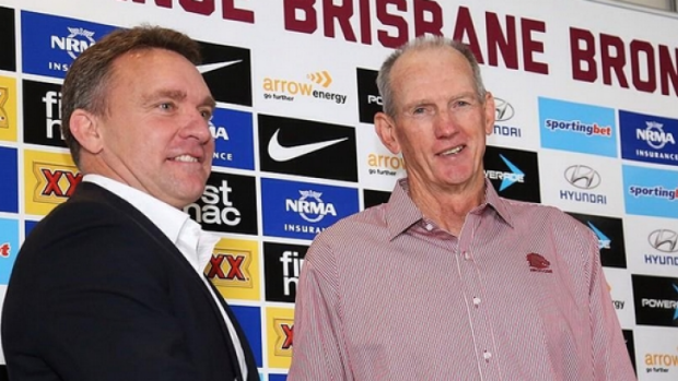 Welcome back: Brisbane chief executive Paul White with returning coach Wayne Bennett.